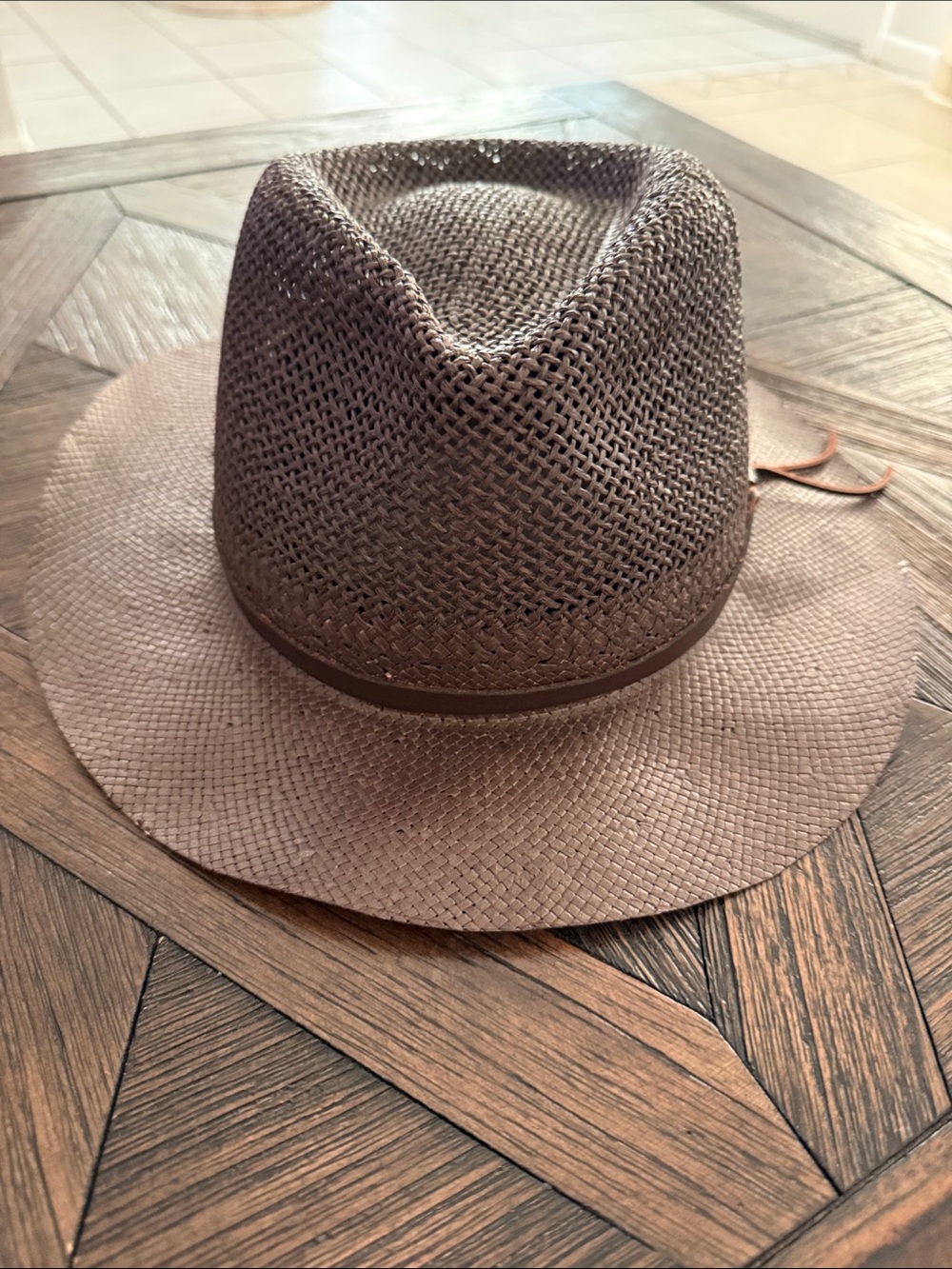 Vintage Nike Golf Genuine Panama Straw Fedora Hat Leather Band Wide Brim
